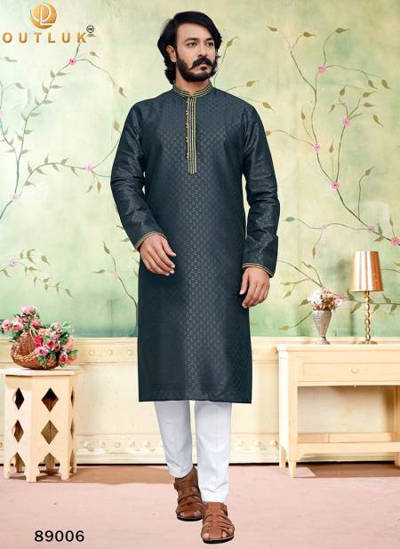 Dark Gray Colour Outluk 89 New Latest Designer Ethnic Wear Silk Kurta Pajama Collection 89006